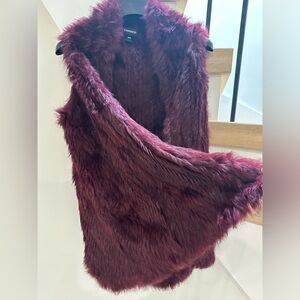 Danier Rabbit Fur Vest - Deep Burgundy, Size XS